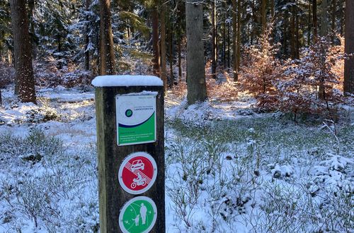 Hinweisschild am Waldeingang